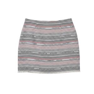 Loft Womens Size 16 Multi Color Striped Tweed Mini Skirt Frayed Hem NWT
